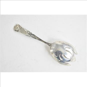 Sterling Silver Alvin Art Nouveau Sterling Rose Motif Serving Fork
