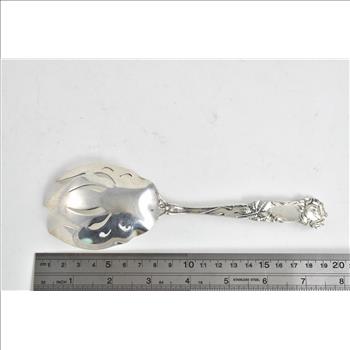 Sterling Silver Alvin Art Nouveau Sterling Rose Motif Serving Fork