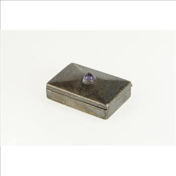 Sterling Silver Amethyst Pill Trinket Box