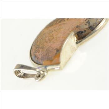 Sterling Silver Ammolite Fossil Crystal Shell Ornate Pendant