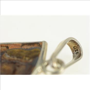 Sterling Silver Ammolite Fossil Shell Crystal Medallion Pendant