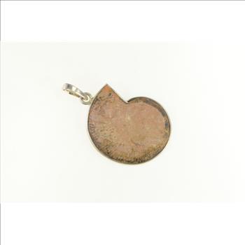 Sterling Silver Ammolite Fossil Shell Ornate Medallion Pendant