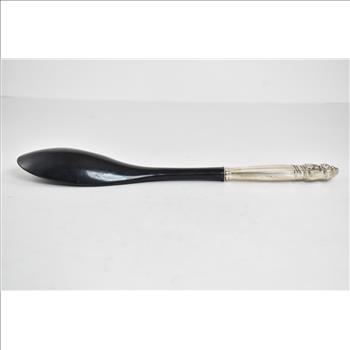 Sterling Silver Antique Black Lacquer Wood Spoon