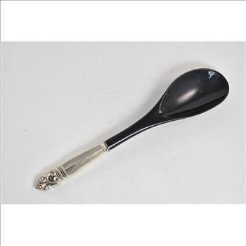 Sterling Silver Antique Black Lacquer Wood Spoon
