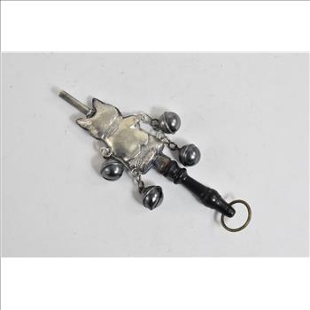 Sterling Silver Antique Cat Played Fiddle Nursery Rhyme Whistle