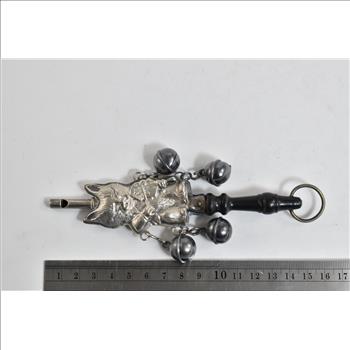 Sterling Silver Antique Cat Played Fiddle Nursery Rhyme Whistle