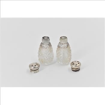 Sterling Silver Antique Cut Crystal Salt & Pepper Shaker Set (2 pcs)