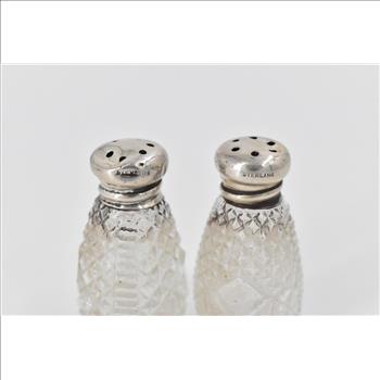 Sterling Silver Antique Cut Crystal Salt & Pepper Shaker Set (2 pcs)