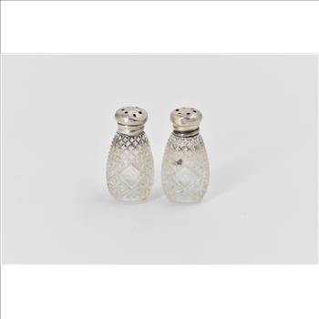 Sterling Silver Antique Cut Crystal Salt & Pepper Shaker Set (2 pcs)