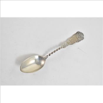 Sterling Silver Antique Engraved Floral Twist Tea Spoon