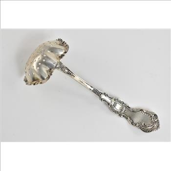 Sterling Silver Antique Floral Pierced Bonbon Serving Spoon
