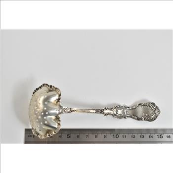 Sterling Silver Antique Floral Pierced Bonbon Serving Spoon