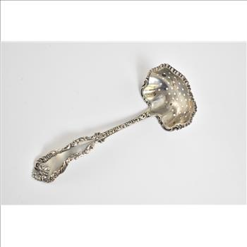 Sterling Silver Antique Floral Pierced Bonbon Serving Spoon
