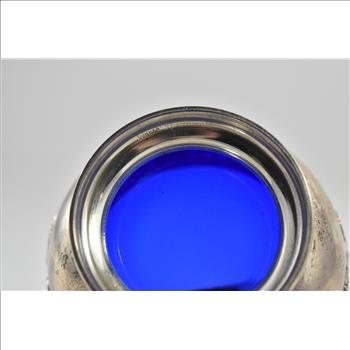 Sterling Silver Antique Gorham Cobalt Blue Glass Bowl