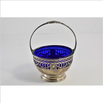Sterling Silver Antique Gorham Cobalt Blue Glass Bowl