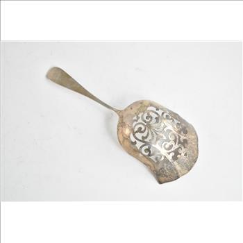 Sterling Silver Antique Pierced Almond Scoop Spoon 7.75