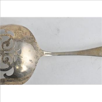 Sterling Silver Antique Pierced Almond Scoop Spoon 7.75