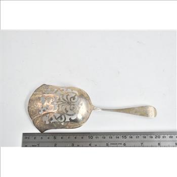 Sterling Silver Antique Pierced Almond Scoop Spoon 7.75