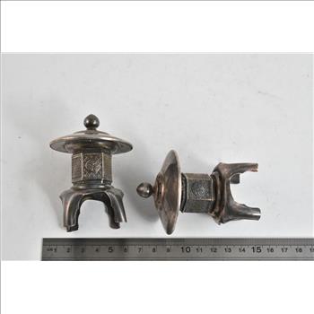 Sterling Silver Antique Salt Pepper Shakers Japanese Lantern Set (2 pcs)