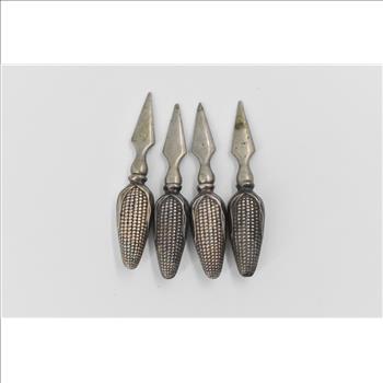 Sterling Silver Antique Sterling Corn Cob Holders Spikes (4 pcs)