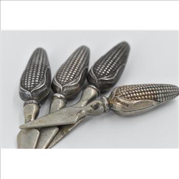 Sterling Silver Antique Sterling Corn Cob Holders Spikes (4 pcs)