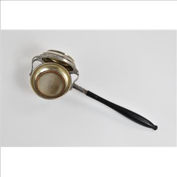Sterling Silver Antique Tea Strainer with Wood Handled Stand
