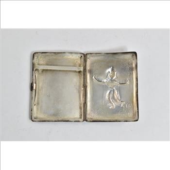 Sterling Silver Antique Thai Dancer Repousse Cigarette Case