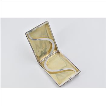 Sterling Silver Art Deco Pinstripe Ornate Monogram Cigarette Case