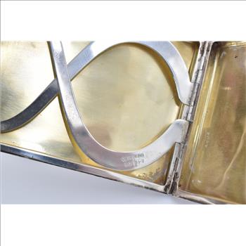 Sterling Silver Art Deco Pinstripe Ornate Monogram Cigarette Case