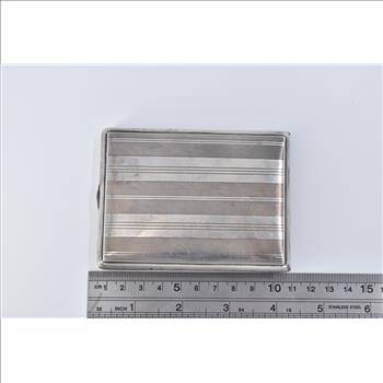Sterling Silver Art Deco Pinstripe Ornate Monogram Cigarette Case