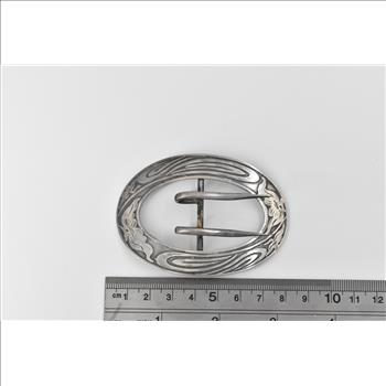 Sterling Silver Art Nouveau Floral Oval Sash Brooch Ladies Belt Buckle