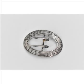 Sterling Silver Art Nouveau Floral Oval Sash Brooch Ladies Belt Buckle