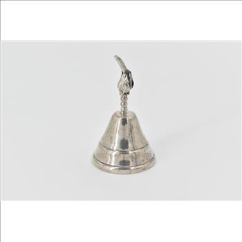 Sterling Silver Artisan Leaf Motif Ornate Vintage Dinner Bell
