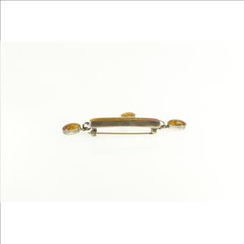 Sterling Silver Artisanal Floral Resin Fringe Flower Bar Pin/Brooch