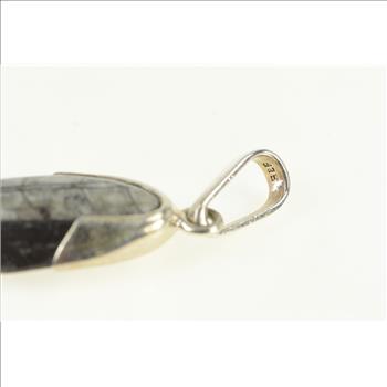 Sterling Silver Authentic Orthoceras Cephalopod Fossil Pendant