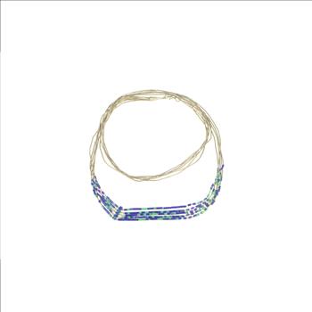 Sterling Silver Azurite Beaded Liquid Silver Southwestern Necklace 29.5