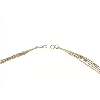 Sterling Silver Azurite Beaded Liquid Silver Southwestern Necklace 29.5