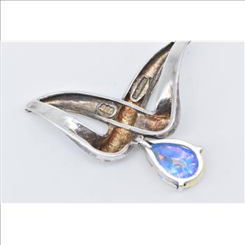 Sterling Silver Badavici Aurora Borealis Dangle Twist Slide Pendant