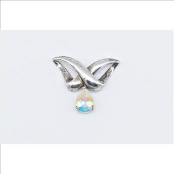 Sterling Silver Badavici Aurora Borealis Dangle Twist Slide Pendant