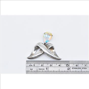 Sterling Silver Badavici Aurora Borealis Dangle Twist Slide Pendant