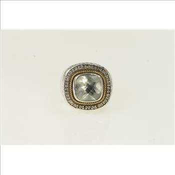 Sterling Silver Balinese Cushion Blue Topaz Statement Ring, Size 5.75