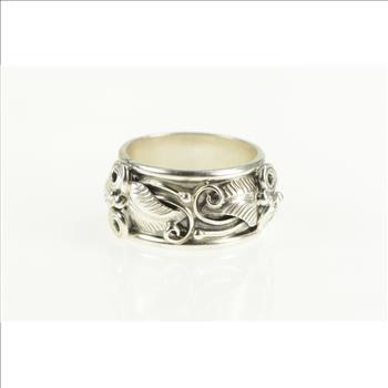 Sterling Silver Benson Manygoats Navajo Native American Leaf Ring, Size 5.75