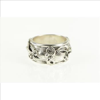 Sterling Silver Benson Manygoats Navajo Native American Leaf Ring, Size 5.75