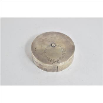 Sterling Silver Birks Sterling Wreath Round Pill Trinket Box