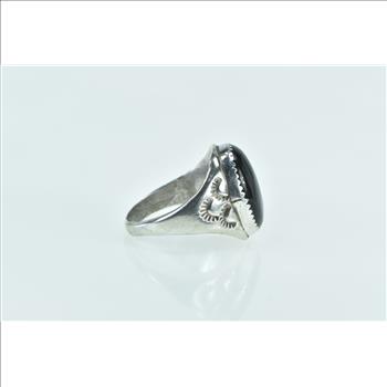 Sterling Silver Black Onyx Ray Gasper Native American Ring, Size 10.5