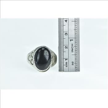 Sterling Silver Black Onyx Ray Gasper Native American Ring, Size 10.5
