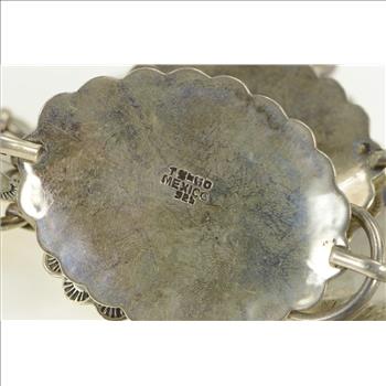 Sterling Silver Black Onyx Southwestern Stamped Oval Belt 36.5