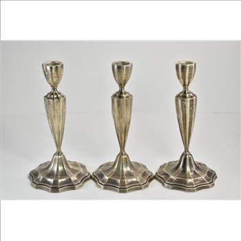 Sterling Silver Black Starr & Frost Weighted Candle Stick Set (3x)