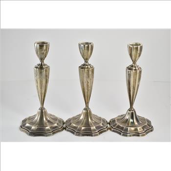 Sterling Silver Black Starr & Frost Weighted Candle Stick Set (3x)