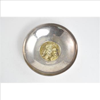 Sterling Silver Bronze Greek Nymph Faun Bowl Trinket Dish